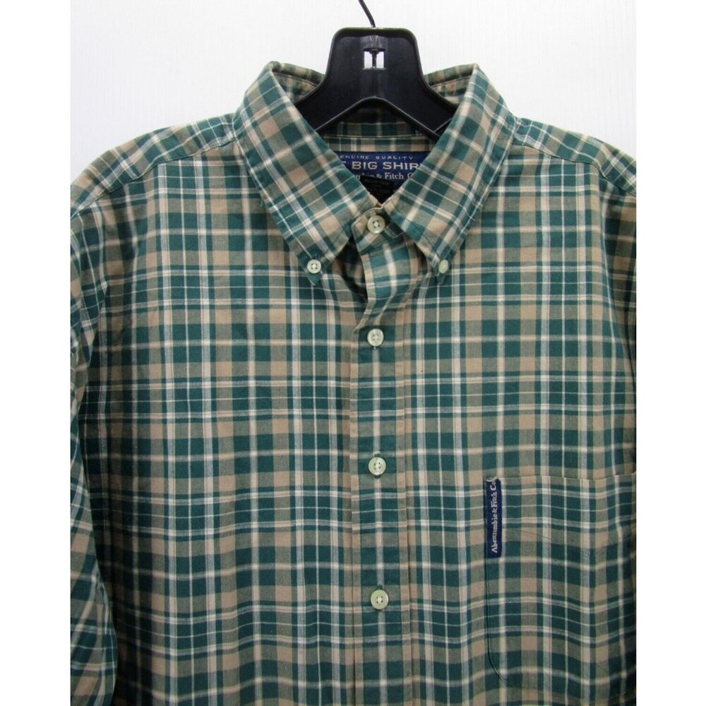 VINTAGE Abercrombie & Fitch Shirt Large Button Up Big Shirt Plaid 90s - Picture 2 of 10